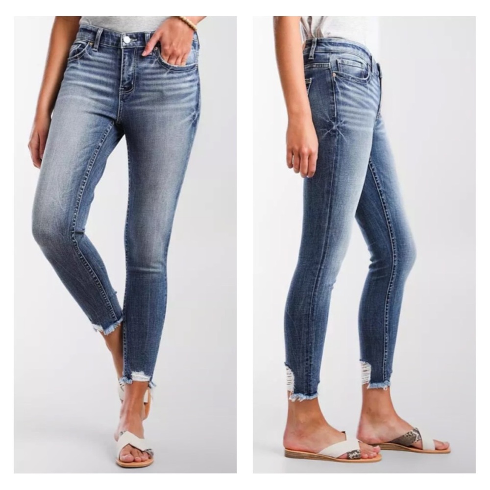 Buckle Bke Payton Ankle Skinny Stretch Jeans Distress 34 x 33.5/34.5 unrolled